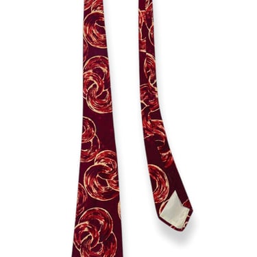 Vintage 1930s/1940s STYLE PLUS Cravat Neck Tie ~ Art Deco / Rockabilly / VLV ~ Atomic ~ Rope / Swirl Print 