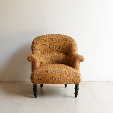 Vintage Block Print Crapaud Chair | Nidra Gold