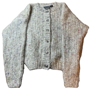Light Grey Best American Clothing Mohair Blend Cardigan Sweater, Size M 