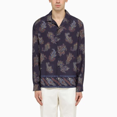 Etro Blue Bowling Shirt With Paisley Pattern Men