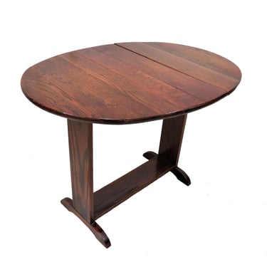 Small Side Table | Antique English Dark Oak Drop Leaf Swivel Top Side Table Or Accent Table 