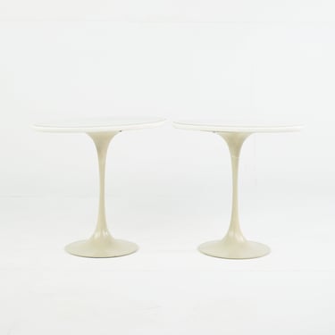 Eero Saarinen for Knoll Style Mid Century Oval Tulip Tables - A Paire - mcm 