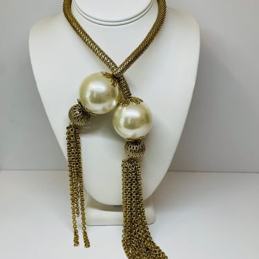 Designer Julie Rubaro Oversized Double Large Pearl Necklace