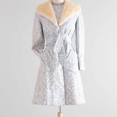 Fabulous 1960's Lily Of The Valley Silver Brocade Dress & Matching Jacket Set / SM