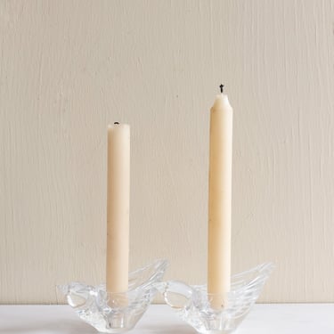 set of vintage French crystal bird candle holders