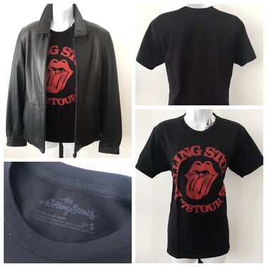 rolling stones 78 tour t shirt, unisex red and black sticky fingers rock n roll graphic tee small 