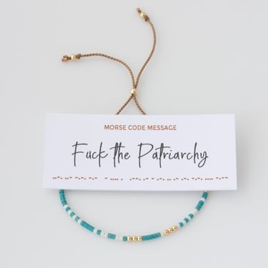Fuck The Patriarchy Beaded Morse Code Bracelet, Adjustable Silk Cord, Hidden Message, Layering Bracelet, Birthday Gift for Her 