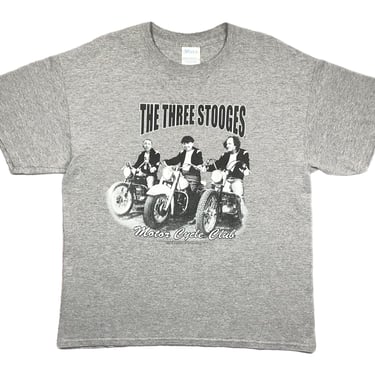 Vintage 2004 The Three Stooges Motorcycle Club Funny Movie Style Promo Graphic T-Shirt Size Large 