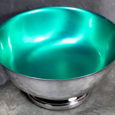 Newport Silver Plate and Enamel Candy Dish - Mid Century Newport YB77 - Green Enamel Bowl - Silver-plate 