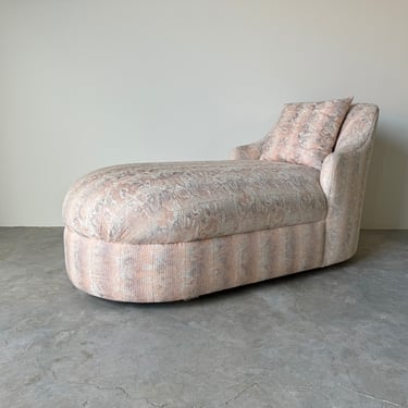 Vintage Hollywood Regency Style Upholstered Chaise Lounge 