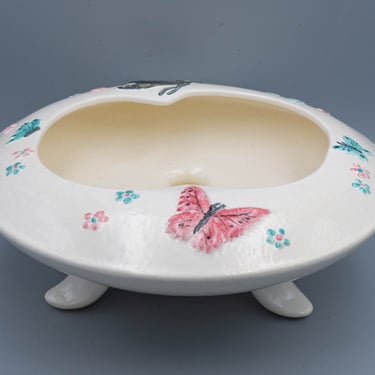 Hull Pottery Butterfly Console Bowl | Vintage Mid Century Modern Pottery Art 