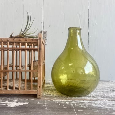 Olive Green Bud Vase Hand Blown Glass Vase Small Vase Green Vase Natural Decor Flowers Gift Wedding Outdoor 