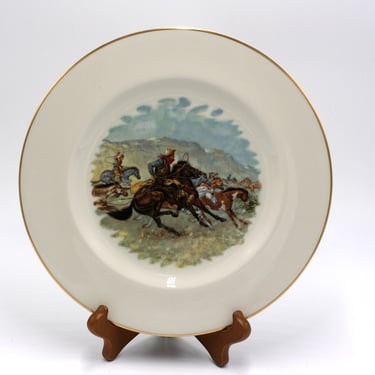 vintage Pickard western cowboy plate hand decorated 
