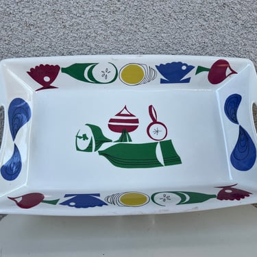 Vintage MCM Ceramic Platter F/F Figgjo Flameware Cookware  made in Norway 16” X 10” 