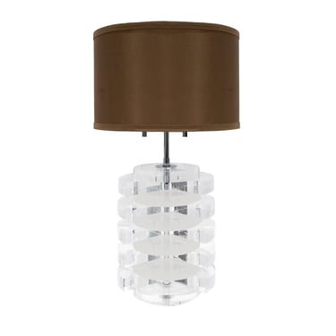 Karl Springer Table Lamp With Solid Lucite Discs 1970s