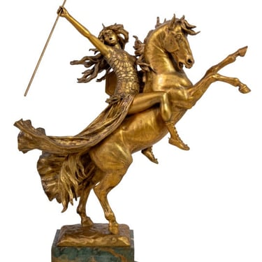 Louis Chalon "Valkyrie" Gilt Bronze Sculpture