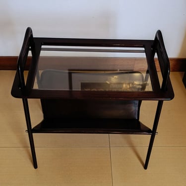 Coffee table by Ico Parisi / Stained Ebony / Vintage / Italy 1950s / side table / model 201 / rack magazine 