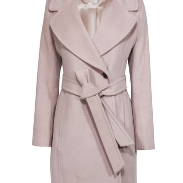 Diane von Furstenberg - Beige Longline Belted Wool Blend Coat Sz 6