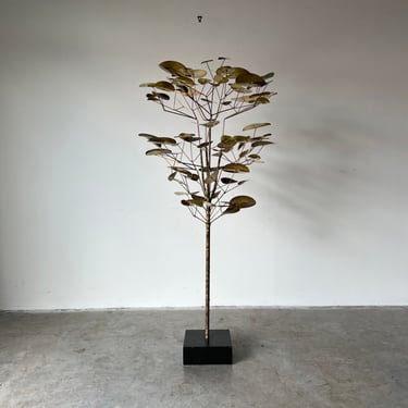 Curtis Jere Brutalist Mid Century Brass Tree Sculpture | Mid