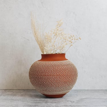 Terracotta Textural Vase | Modern Ceramic Vase | Unique Art Object | Ceramic Sculpture | Interior Design | Modern Decor | Minimalist Desert 