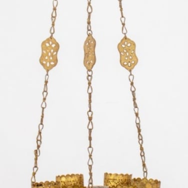 Moroccan Gilt Brass Six Light Oil Lamp Pendant
