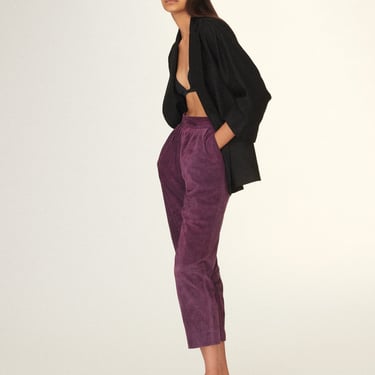 YSL Purple Leather Trousers