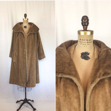 Vintage 50s coat | Vintage golden tan mohair coat | 1950s Sutton Place winter swing coat 