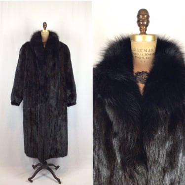 Vintage 80s coat | Vintage black mink full length coat | 1980s Norwegian mink coat 