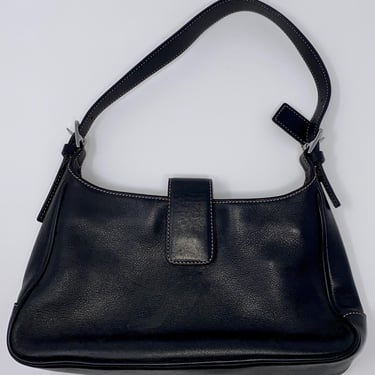 Vintage Coach 7789 Hampton Bag - Black Leather, White Contrast Stitch - Nearly Pristine with Clean Interior 