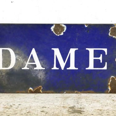 European French Blue & White Steel Dames Ladies Room Sign