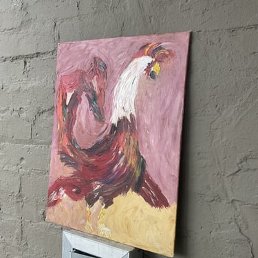 Rooster, Oil on Board