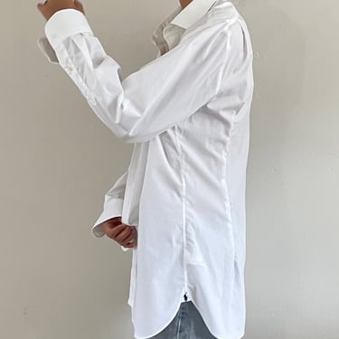 90s Ralph Lauren shirt / vintage white cotton button down oversized boyfriend menswear collared shirt | Large 