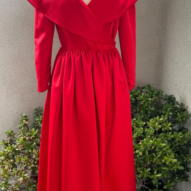 Vintage glam maxi red dress petticoat attached Sz 12 Medium Victor Costa for Saks Fifth Avenue 