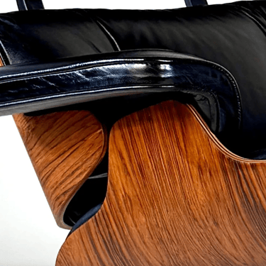 Eames Lounge Chair Arm Reupholstery – Premium Black Italian Leather