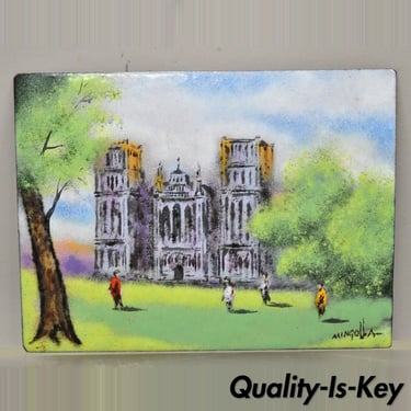 Dom Dominic Mingolla Enamel on Copper Small Painting Notre Dame? Cathderal 6 x 8