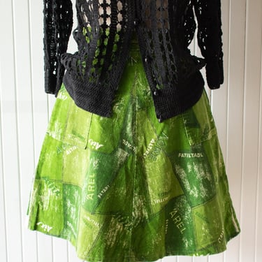 Vintage 1970s Green Corduroy Mini Skirt 25&quot; Waist