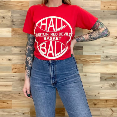 Vintage Hustlin' Hall Red Devils High School Basketball Tee Shirt 