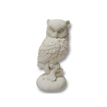 1970s Vintage Owl Figurine, A Santini Made in Italy, Alabaster White, Woodland Bird on Branch, NIB, Home Interiors, Vintage Home Decor 