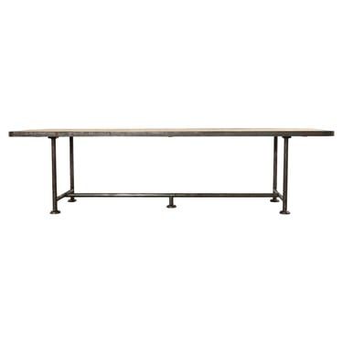 English Industrial Style Iron Pine Plank Dining Table