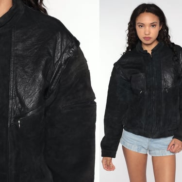 Suede Bomber Jacket 80s Leather Jacket Black Leather Wilsons Biker Shop Exile Tucson AZ