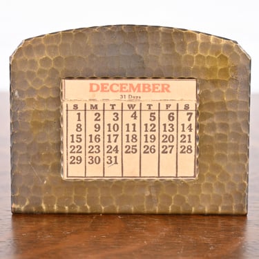 Roycroft Arts & Crafts Brass Finished Hammered Copper Desk Calendar Frame or Picture Frame