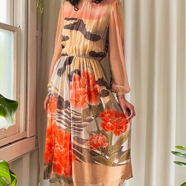 70s Hanae Mori Silk Dress | M