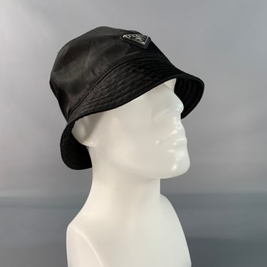 PRADA Size M Black Logo Polyester Hats