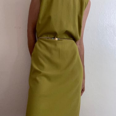 olive green sleeveless sheath dress 