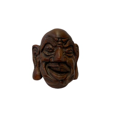 Chinese Natural Bamboo Carved Happy Man Face Display ws3254E 