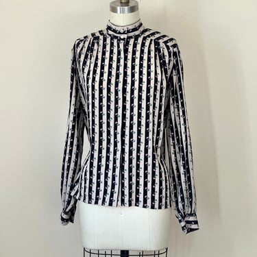 80s Vertical Stripe Blouse 