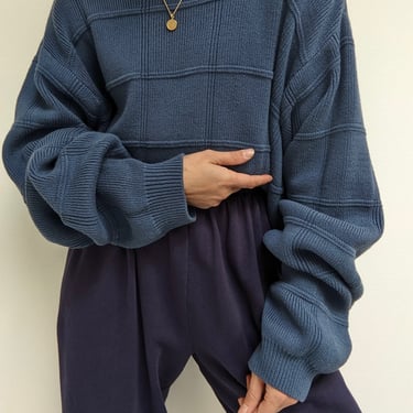 Vintage Ocean Grid Cotton Sweater