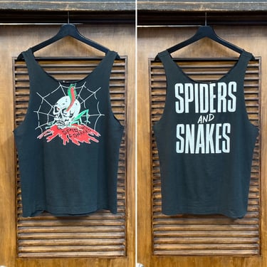 Vintage 1980’s Spiders & Snakes Skull Punk Goth Rocker Cut-Off Tank Top T-Shirt, 80’s Vintage Clothing 