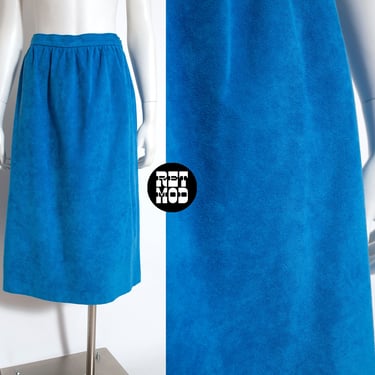 Plush Vintage 70s Blue Ultrasuede Skirt 