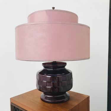 Plum Glaze Ceramic Mcm Lamp With Shade